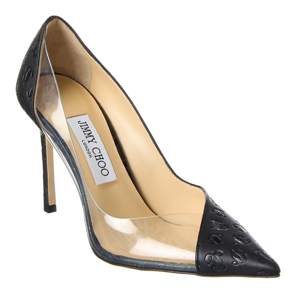 Jimmy Choo Black 
Cass 95 Leather & Vinyl Pump